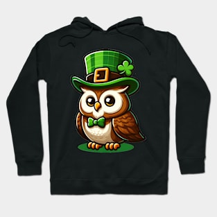 Lucky Owl - St Patrick's Day Owl With Hat - Cute Owl Saint Patrick's Day Hoodie